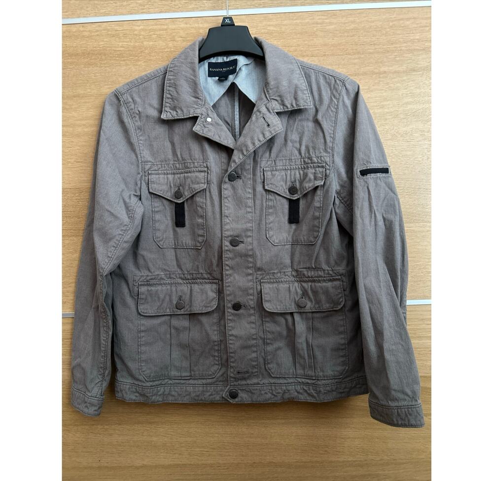 Banana Republic - Women's Sz S - Military Style Grey Jacket cotton utility cargo